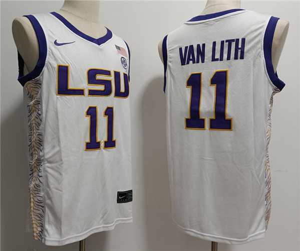 Mens LSU Tigers #11 Hailey Van Lith White Stitched Jersey->->NBA Jersey